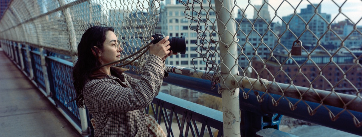 Photographer working with a medium format camera